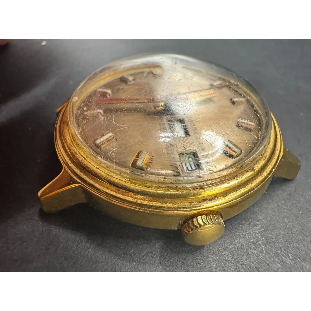 Vintage Timex Mercury Men Gold Tone Day Date Watch Manual Wind No Band